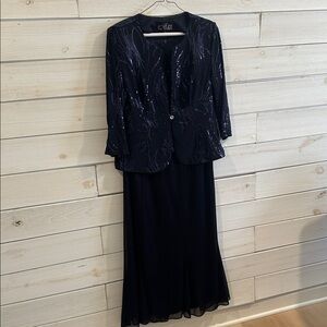 Alex Evenings Midnight Blue Midi Dress Set